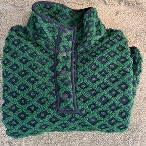 Green and Blue Women's snap fleece popover
